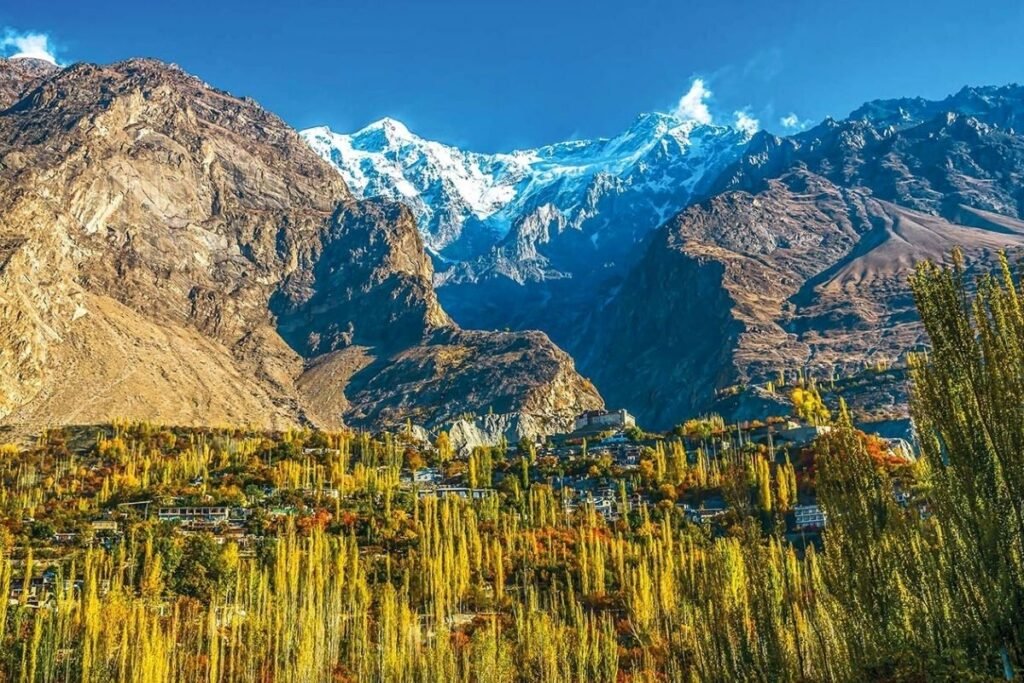 View of rakaposhi from Hunza in Autumn
