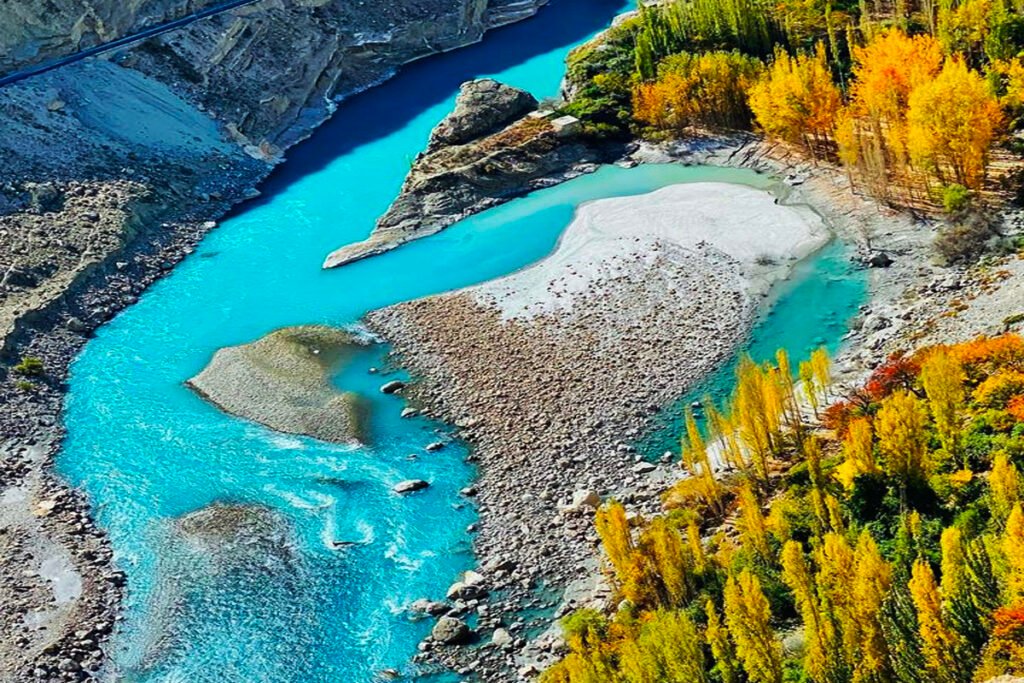 Autumn colours alongside with river