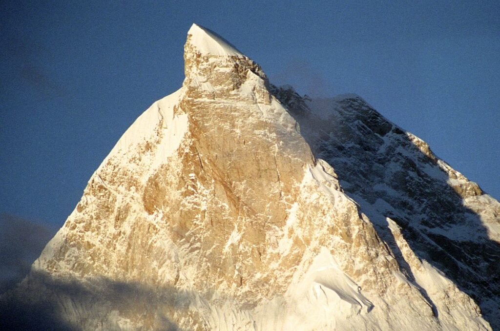 Pointy Masherbrum peak in summers