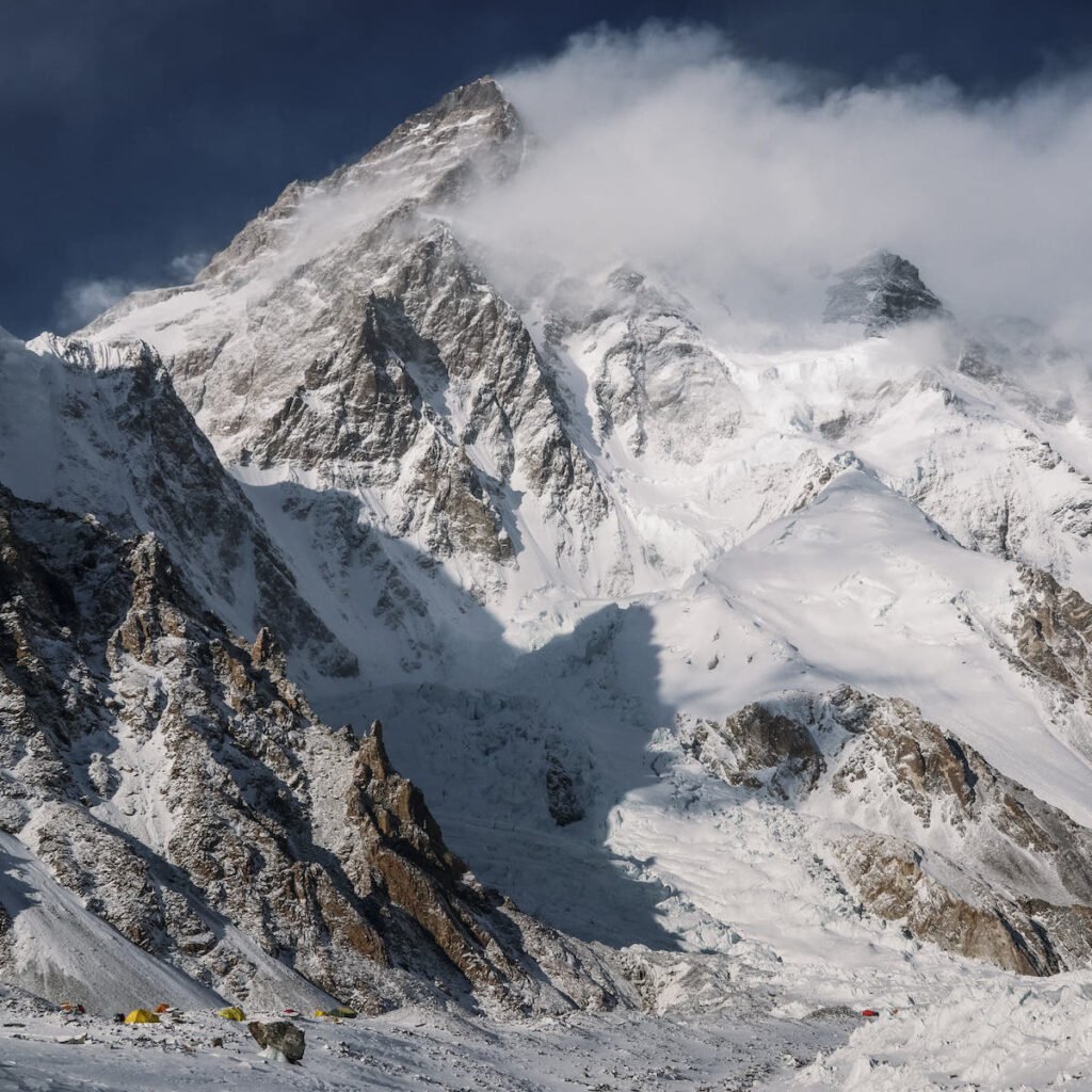 K2 in clouds in winter season