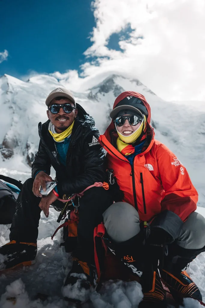 A local with a foreigner climber