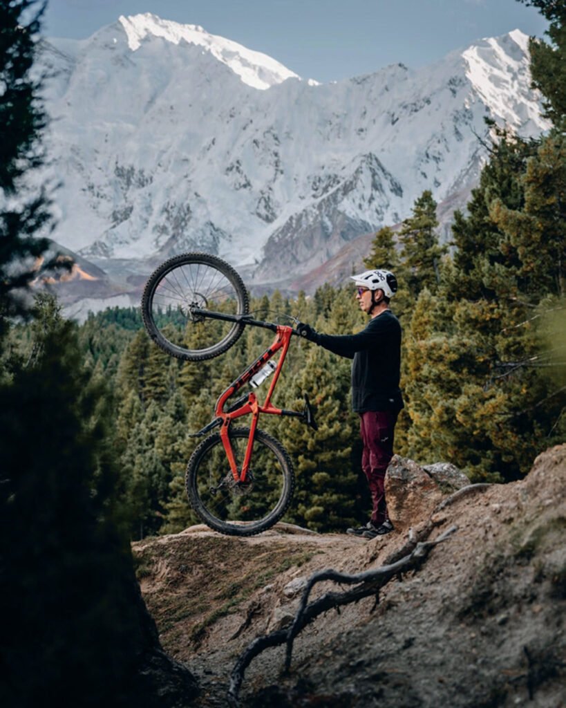 Adventure mountain biker in skardu