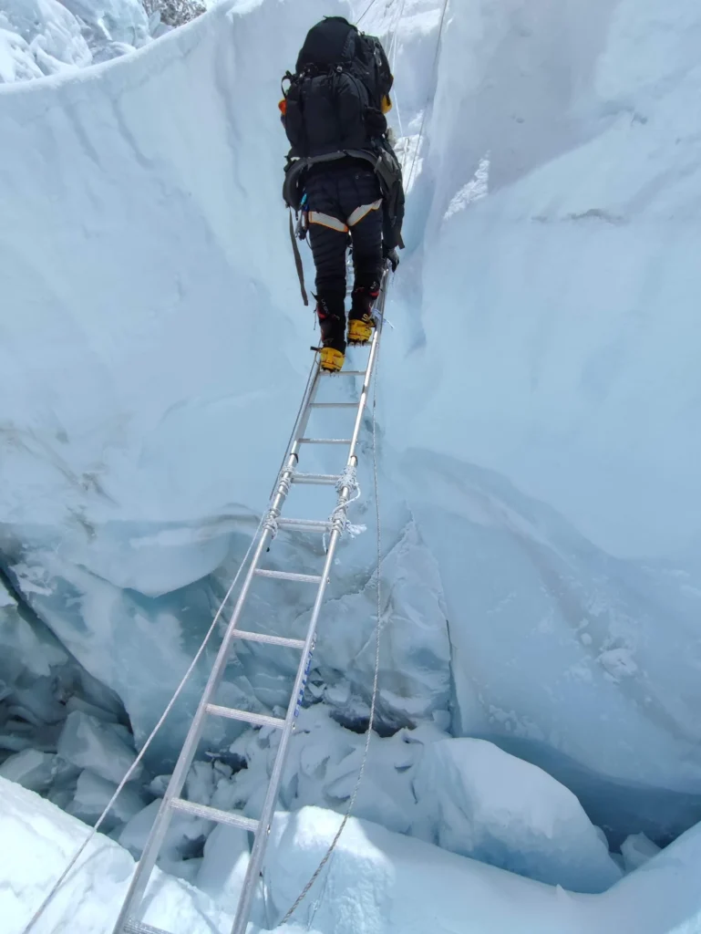 Crossing a glacier