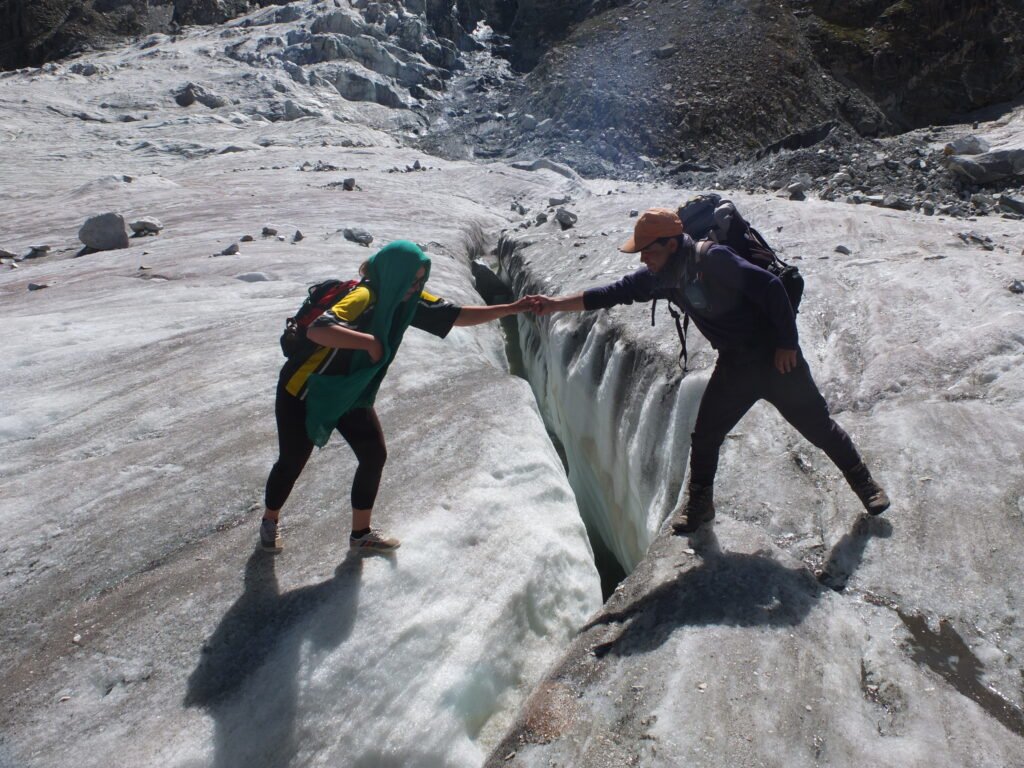 Guide helping the guests